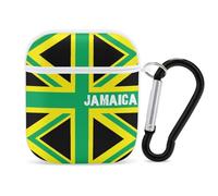 Jamaican Kingdom Flag Stylish Case Cover Compatible with AirPods 1&2 Hard PC Protector with Keychain