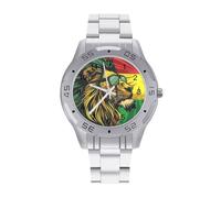 Jamaican Lion Flag Watch Simple Wrist Watch Stainless Steel Band Analog Quartz Watches for Women Men
