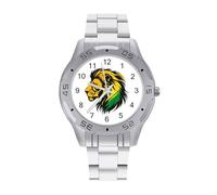 Jamaican Lion Jamaican Rasta Flag Lion Watch Simple Wrist Watch Stainless Steel Band Analog Quartz Watches for Women Men