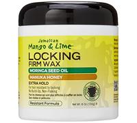 Jamaican Mango & Lime Locking Firm Wax 155g - EXTRA-FIRM HOLD. NO Mineral Oil, NO Sulphates, No Parabens. Excellent for coarse and grey hair. Locks in moisture and aids strengthening hair