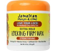 Jamaican Mango & Lime Locking Firm Wax 155g - EXTRA-FIRM HOLD. NO Mineral Oil, NO Sulphates, No Parabens. Excellent for coarse and grey hair. Locks in moisture and aids strengthening hair