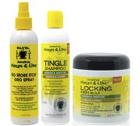 Jamaican Mango & Lime No More Itch Grow Spray 8Oz With Tingle Shampoo 8Oz & Locking Firm Wax 6Oz (Set Of 3)