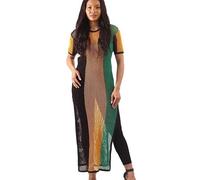 Jamaican Maxi Mesh Marina Dress for Women 100% Egyptian Cotton See-Through Fishnet Beach Cover Up Reggae Style for Summer (UK, Alpha, S, M, Regular, Regular, Standard, Jamaican)