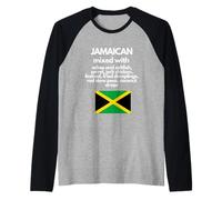Jamaican Mixed with Jamaica Food Funny Flag Raglan Baseball Tee