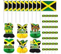Jamaican Party Supplies Decorations Jamaica Independence Day Party Honeycomb Centerpiece Table Toppers for Jamaican Festival Decor Jamaican Flag Party Supplies (Counts of 66)