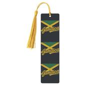 Jamaican Pattern Print Reading Page Markers Wooden Bookmarks, 5pcs Wood Bookmarks with Tassels, Gifts for Men Women
