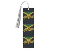 Jamaican Pattern Print Reading Page Markers Wooden Bookmarks, 5pcs Wood Bookmarks with Tassels, Gifts for Men Women