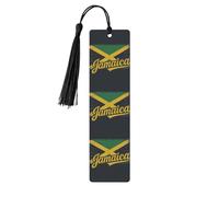 Jamaican Pattern Print Reading Page Markers Wooden Bookmarks, 5pcs Wood Bookmarks with Tassels, Gifts for Men Women