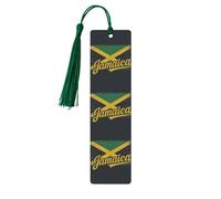 Jamaican Pattern Print Reading Page Markers Wooden Bookmarks, 5pcs Wood Bookmarks with Tassels, Gifts for Men Women
