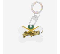 Jamaican Pattern Printing Bone Shaped Dog Tag Pet Id Tags,Acrylic Dog Tags Cat Tags with Ring for Dog Cat,Pendant Crafts