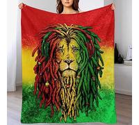 Jamaican Rasta Flag Rastafarian Reggae Lion All Season Living Room Flannel Blanket, Dormitory Office Nap Blanket, Travel Beach Blanket, Party Decoration Blanket