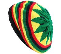 Jamaican Rasta Knit Beanie Hat Knitted Beret Cap Multi-colour Leaves Hip Hop Fashion Haircover Unisex Slouchy Baggy Cap