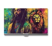 Jamaican Rasta Lion Business Card Holder for Men Women