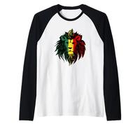 Jamaican Rastafari Lion Raglan Baseball Tee