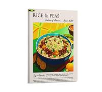 Jamaican Rice And Peas Food Poster Retro Restaurant Poster Caribbean Cuisine Kitchen Dining Room Poster Canvas Poster Wall Art Decor Print Picture Paintings for Living Room Bedroom Decoration 08x12inc