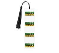 Jamaican Script Print Reading Page Markers Wooden Bookmarks, 5pcs Wood Bookmarks with Tassels, Gifts for Men Women