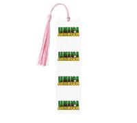 Jamaican Script Print Reading Page Markers Wooden Bookmarks, 5pcs Wood Bookmarks with Tassels, Gifts for Men Women