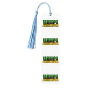 Jamaican Script Print Reading Page Markers Wooden Bookmarks, 5pcs Wood Bookmarks with Tassels, Gifts for Men Women
