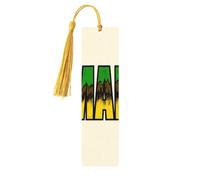 Jamaican Script Print Wooden Bookmarks Colorful Tassels,Decor Crafts,Book Lovers' Delight Accessories