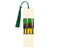 Jamaican Script Print Wooden Bookmarks Colorful Tassels,Decor Crafts,Book Lovers' Delight Accessories