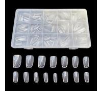 JAMAKALA 240Pcs Extra Short Coffin Nail Tips, Soft Gel Full Cover Nails Tips, Pre-Filed Half Matte Short Clear Acrylic Full Cover Fake Soft Gel Nail Tips for Nails DIY Extensions