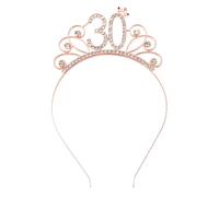 JAMAKALA 30th Birthday Hairbands, Rose Gold Birthday Headbands Crowns, Digital Metal Headdress Hair Bands, Tiara Rhinestone Hair Accessories Hair Bands