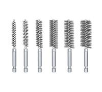 JAMAKALA 6pcs Stainless Steel Wire Bore Brushes,304 Stainless Steel Bore Brush Kit,Wire Brush for Drill,1/4 Inch Hex Shank S2 Steel Handle for Steel Parts Machinery Paint Stains