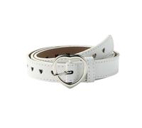 JAMAKALA Girls belt Kids Belt, Cute Heart Elastic Belt PU Leather Belt, Adjustable Stretch Belt with Heart Buckle, Fashion Waist Belt Skinny Belt for Boys Girls Dress Pants Jeans (White)
