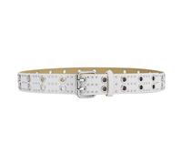 JAMAKALA Goth Punk Belt for Women & Men - Double Row Studded Rivet PU Leather Belt, White Gothic Accessory for Jeans Pants