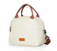 JAMAKALA Lunch Bags for Women Men, Reusable Women's Insulated Lunchbag with Strap, Portable Lunch-Bag Small Waterproof Cooler Lunch Bags for Travel Work School Picnic (White)