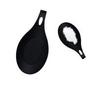 JAMAKALA Silicone Spoon Rest, Flexible Kitchen Holder, Soft Silicone Utensil Rest, Heat Resistant, for Spatulas, Ladles, Brushes (Black)