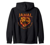 JAMAL - Cute Boy Name with cool Tiger: Just wants to play Zip Hoodie