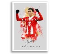 Jamal Musiala Bayern Munich Signed Photo Poster A4/A3 Print Picture Display Framed Autograph Memorabilia for Football Fans Gift Germany (Grey (A4 Unframed))