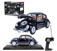 JAMARA 402700 VW Beetle RC Diecast 1:18 Black 27MHz Model Car Toy Remote Controlled Metal Model Miniature with Remote Control Toy Cars Toy Gift Idea
