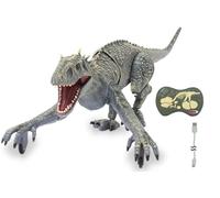 JAMARA 410180 Dinosaur Exoraptor Li-Ion 3.7 V 2.4 GHz Front Feet on 2 Wheels, Moving Parts, Realistic Dinosaur Roar, Remote Controlled RC, Grey
