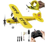 JAMARA 410191 Piper J3-CUB Aeroplane 2.4 GHz Gyro 2CH, Tarpaulin RC Remote Controlled, Toy Model Plane from 16 Years, Remote Control Kids and Adults Airplane, Flexible Micro Foam