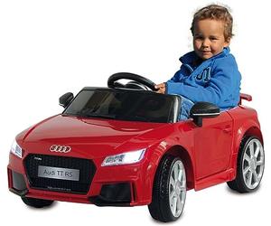 Jamara 460277 - Ride-on Audi TT RS 12V - Soft Start, 2-Speed, Ultra-Grip Rubber Belt, Aux and USB Port, LED, 2 Powerful Drive Motors and Batter for Driving Time of Op to 90 min, Red