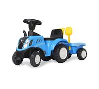 JAMARA 460355 Ride-On New Holland T7 Tractor - from 12 Months, Seat Height 270 mm, Tilt Protection, True to the Original Look, Trailer with Shovel and Rake, LED Light, Blue