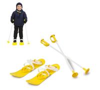 Jamara 460383 - Snow Play Funny Carve 1st Step 42cm Yellow - Aerodynamic Construction, Extra Safe and Adjustable Fastening Loops, Anti-Slip Surface On The Top, Ski Poles 60 cm