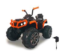 Jamara 460449 - Ride-on Quad Protector Orange 12V - Keyless Start, 2 Speed, Lights, Horn, Sounds, FM Radio, External Audio Sources, Shock Absorbers, High Performance Battery