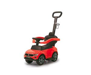 Jamara 460461 - Push Car VW T-Roc 3in1 Red - Tilt Prevention, Backrest, Side Guard, Extendable Footrest, Sounds, Horn, Cup Holders