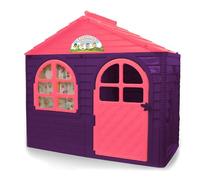 JAMARA 460498 Little Home Playhouse Made of Robust Plastic, Assembly, Sturdy Plug-In System, Easy to Clean, Suitable for Indoor and Outdoor Use, Door/Window Can Be Open, Curtains, Purple