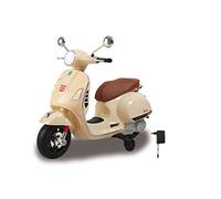 JAMARA 460599 - Ride-on Vespa GTS 125 - Powerful Drive Motor and Battery, SD Card Slot, AUX/USB Connection, Ultra Grip Rubber Ring on Wheel, Stabilisers, LED Headlight, Beige