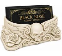 Jamara Co. Gothic Skull Business Card Holder for Tattoo Artists - Professional Desk Card Holder & Tattoo Artist Gift (Bone White)