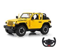 JAMARA 405178 Jeep Wrangler JL 1:14 2.4 GHz Manual Door, Officially Licensed, Up to 1 Hour Driving Time, Approx. 11 km/h, Perfectly Replicated Details, Detailed Interior, LED Light, Yellow