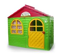 JAMARA Little Home 460500 Playhouse Made of Robust Plastic, Assembly, Sturdy Plug-In System, Easy to Clean, Suitable for Indoor and Outdoor Use, Doors/Windows Can Be Open, Curtains, Green