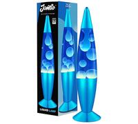 Jambo Beautiful Liquid Motion Lamp with Wax That Flows Like Lava | Entertaining for Adults, Teens and Kids (Blue Base, Blue Liquid, White Wax, 16")
