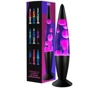 Jambo 16-Inch Beautiful Lamp with Wax, Relaxing Night Light Home Decor, Extra Tall, Living Room Office Bedroom Lamp for Adults, Teens, Kids (16", Black Base, Purple Liquid, White Wax)