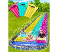 JAMBO 20Ft XL Premium 3-Lane Slip Splash & Slide with 3 Bodyboards | Heavy-Duty Backyard Water Park & 3-Way Sprinkler System 45312