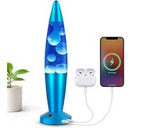 Jambo Beautiful Liquid Lamp with USB Ports,16" Motion Light with Blue Liquid White Wax, Relaxing Nightlight, Mood Light for Bedroom, Living Room, Office - Adults, Teens, Kids